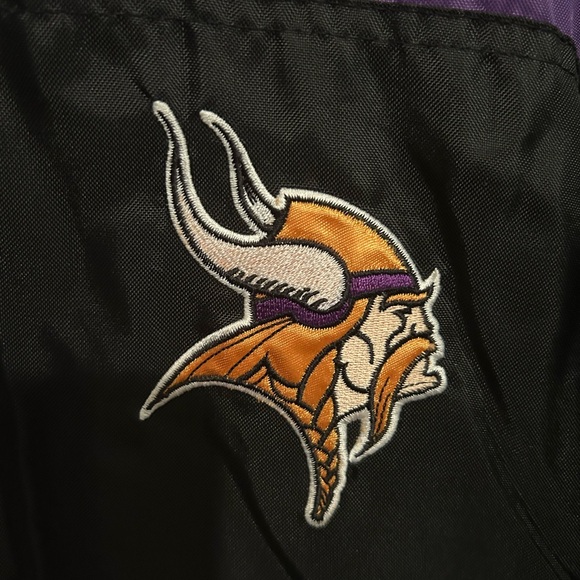 Vintage Reversible 90s Minnesota Vikings Jacket Nylon Fleece NFL Embroidered - Picture 4 of 16